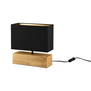 Črna/naravna namizna svetilka s tekstilnim senčilom (višina 30 cm) Woody – Trio