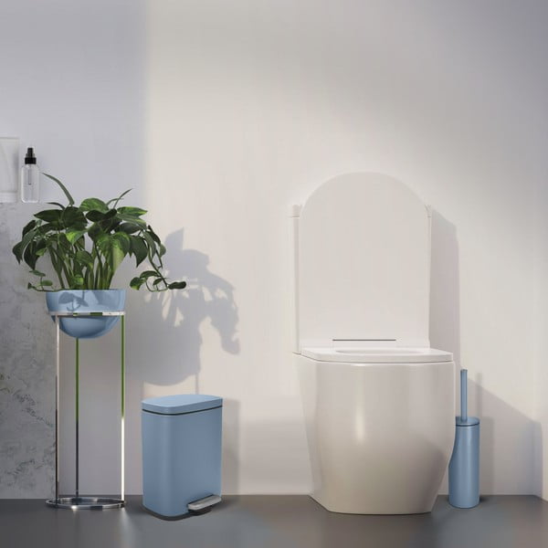 Svetlo moder jeklen koš za smeti s pedalom 5 l Akira – Spirella-image-1