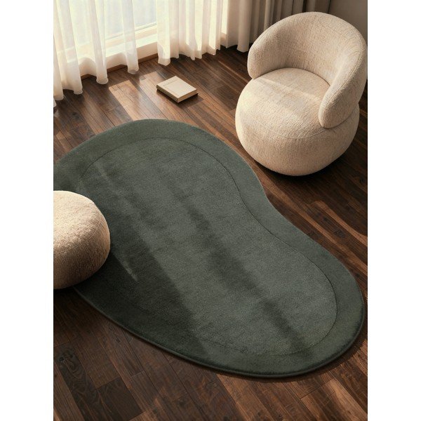 Temno zelena ročno tkana preproga iz mešanice volne 125x200 cm Kari Organic – Villeroy&Boch-image-1