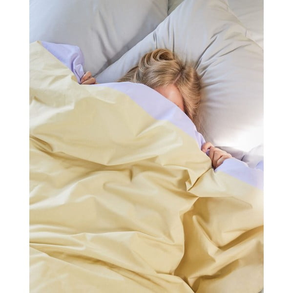 Svetlo vijolična/bež enojna podaljšana bombažna posteljnina 140x220 cm Block – Hübsch-image-4