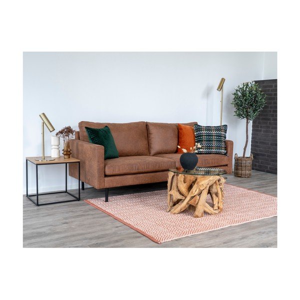 Rjava okrogla mizica s stekleno mizno ploščo ø 60 cm Grand Canyon – House Nordic-image-4