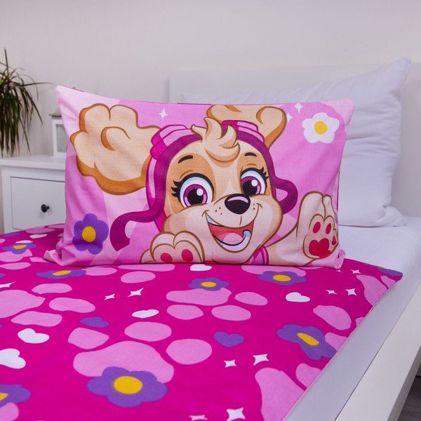 Rožnata bombažna otroška posteljnina za otroško posteljico 100x135 cm Paw Patrol "Pawsome friendships grow" – Jerry Fabrics-image-3
