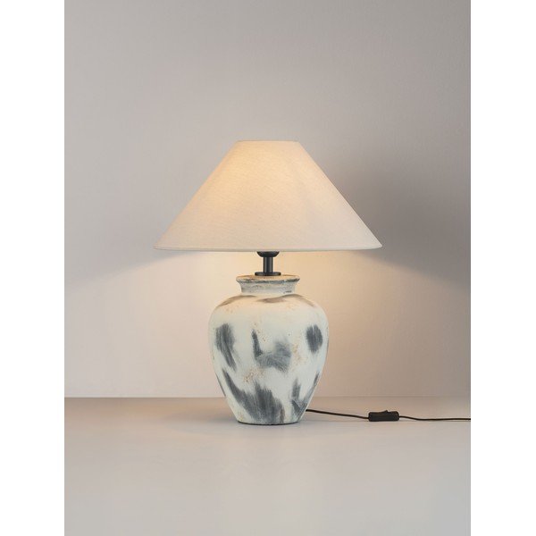 Bela/siva keramična namizna svetilka s tekstilnim senčilom (višina 55 cm) Lupe – Nova Luce-image-3