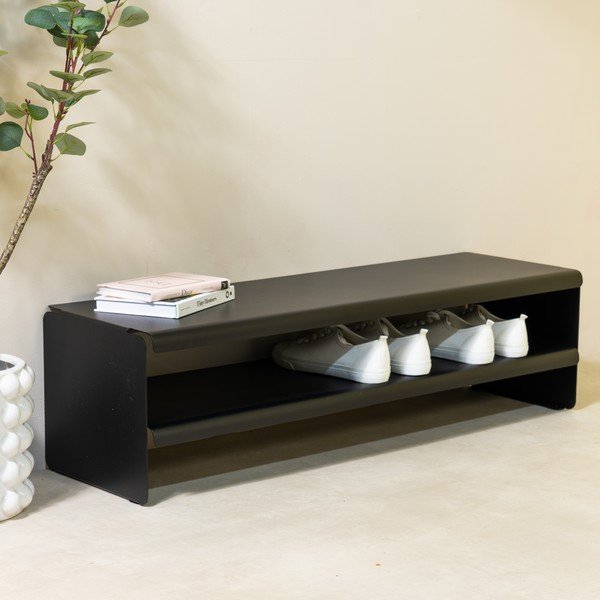 Črna jeklena omarica za čevlje 101,5x28x31 cm Linea – Spinder Design-image-1