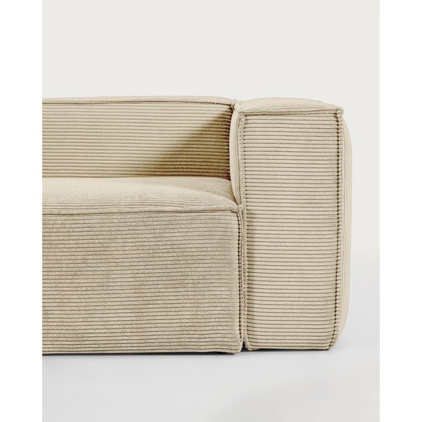 Bež sedežna garnitura iz rebrastega žameta 240 cm Blok – Kave Home-image-2