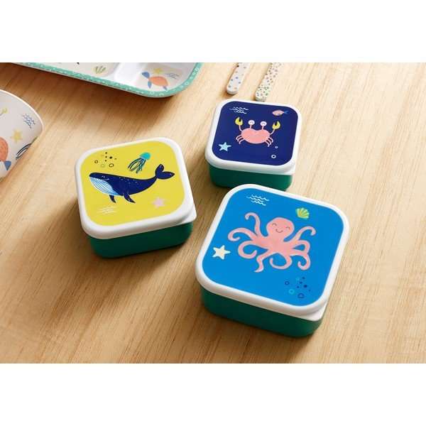 Zelene plastične otroška posoda za malico v kompletu 3 ks Ocean – Ladelle-image-1