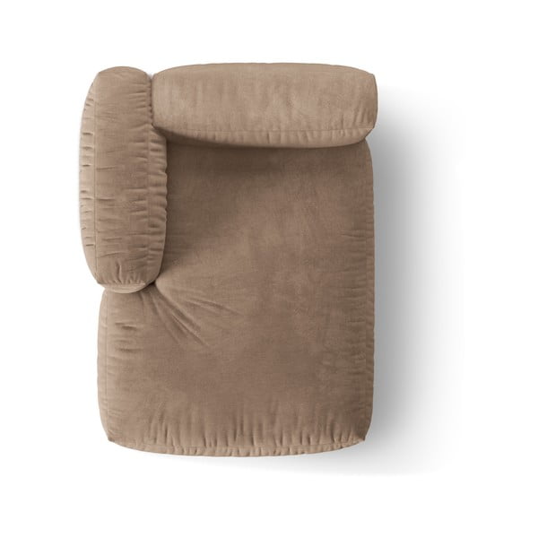 Svetlo rjav žameten modul za sedežno garnituro (levi kot) Martina – Micadoni -image-3