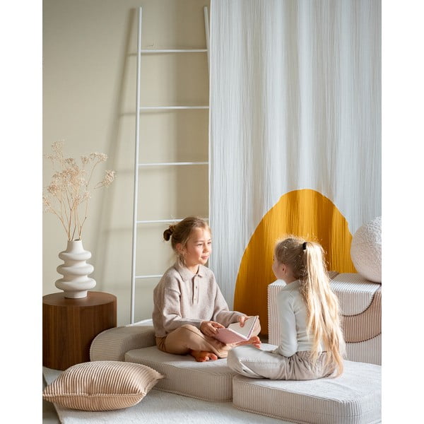 Kremno bel otroški fotelj iz rebrastega žameta Flip – Wigiwama-image-1