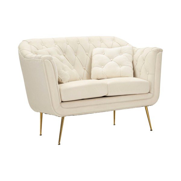 Kremno bela žametna sedežna garnitura 130 cm Budapest – Mauro Ferretti-image-2