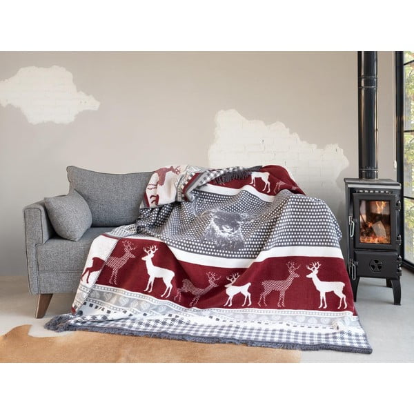 Rdeče/sivo pregrinjalo 150x200 cm – Mila Home-image-2