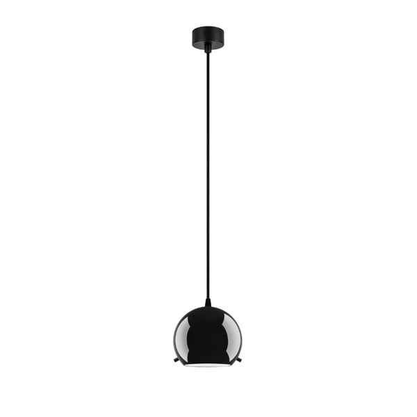Črna sijajna viseča svetilka s črnim kablom Sotto Luce Myoo