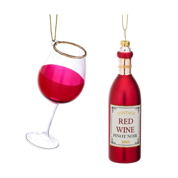 Stekleni okraski za jelko v kompletu 2 ks Red Wine – Sass & Belle