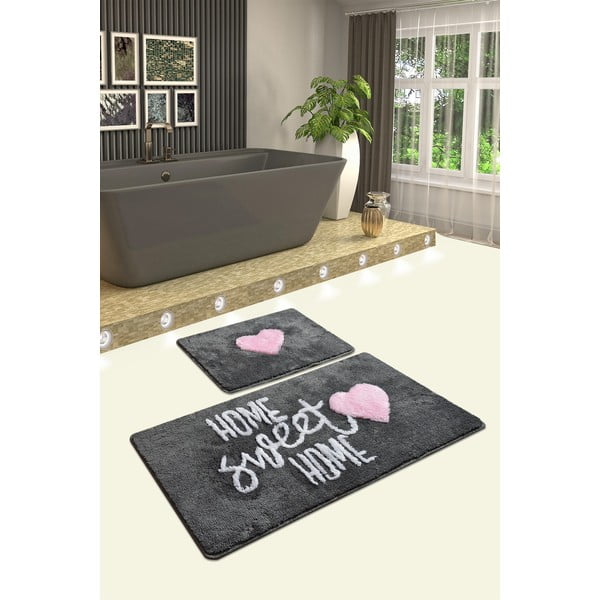 Komplet 2 sivih pravokotnih kopalniških preprog Foutastic Home-image-1