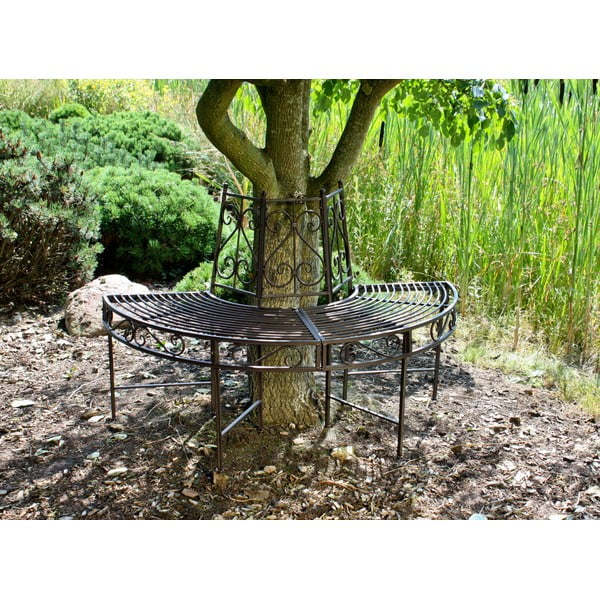 Črna kovinska vrtna klop Narvi - Garden Pleasure-image-2