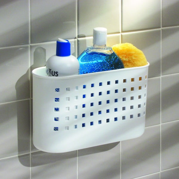 Bela samolepilno kopalniško držalo iDesign, 26 x 18 cm