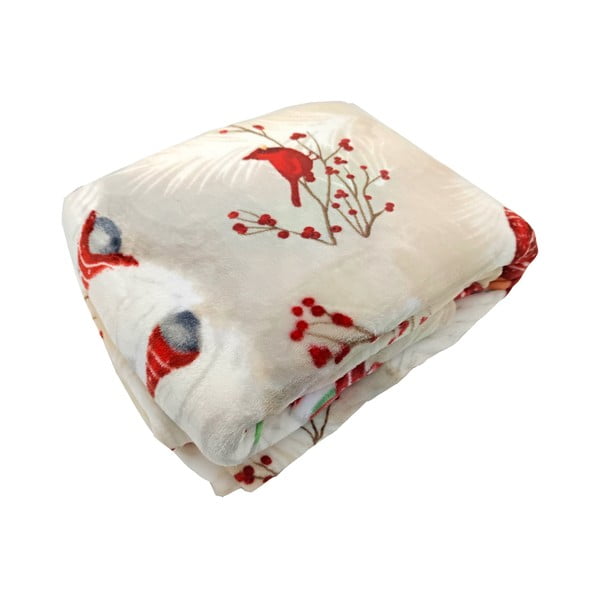 Kremno bela odeja z božičnim motivom iz mikropliša 150x200 cm Goblin – My House