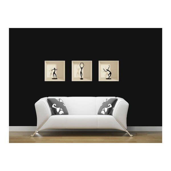 Komplet 3 nalepk s 3D učinkom Ambiance Dancing Figures-image-2