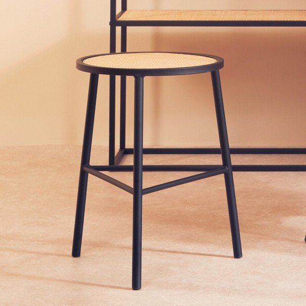Črn/v naravni barvi stolček iz ratana Depok – Premier Housewares-image-4