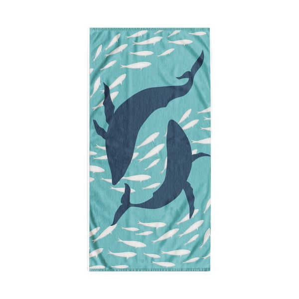 Modra brisača za plažo 90x180 cm Dolphin - DecoKing