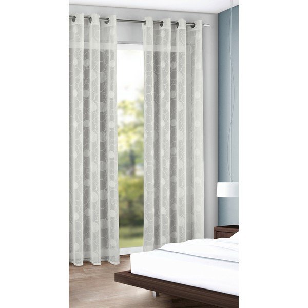 Bela prosojna zavesa 135x245 cm Circles – Sehlbach-image-1