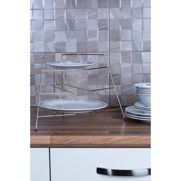 Kovinska dodatna kuhinjska polica v zlati barvi 37x25 cm Rowan – Premier Housewares-image-1