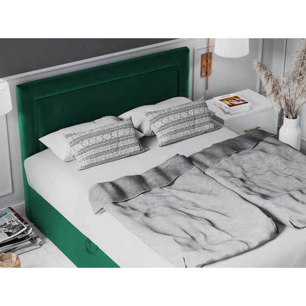 Zelena žametna zakonska postelja Mazzini Beds Yucca, 200 x 200 cm-image-4