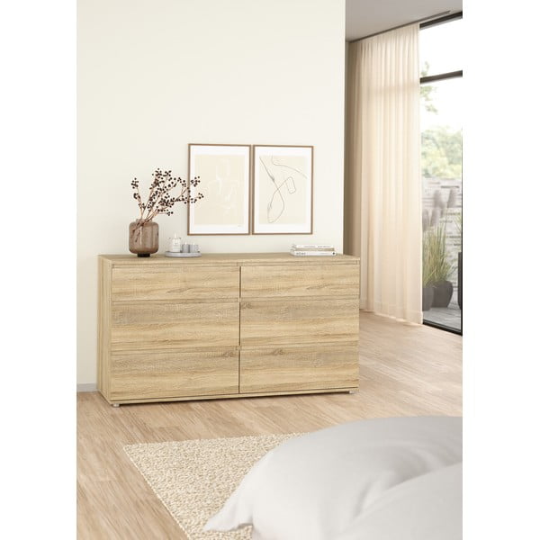Nizka komoda v hrastovem dekorju v naravni barvi 153x84 cm Nova – Tvilum-image-1