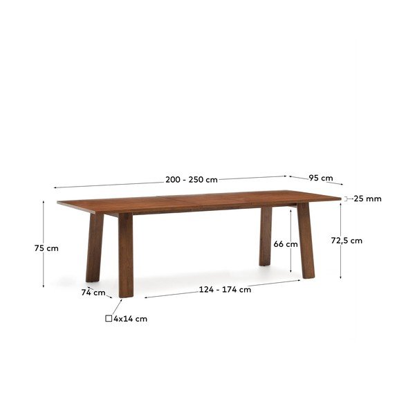 Raztegljiva jedilna miza z dodatno ploščo z mizno ploščo v orehovem dekorju 95x200 cm Arlen – Kave Home-image-4