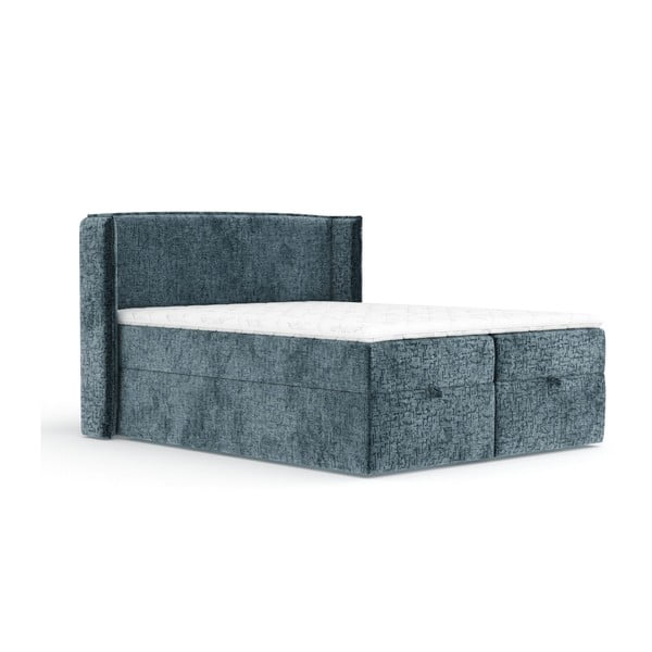 Modra boxspring postelja s prostorom za shranjevanje 180x200 cm Passion – Maison de Rêve