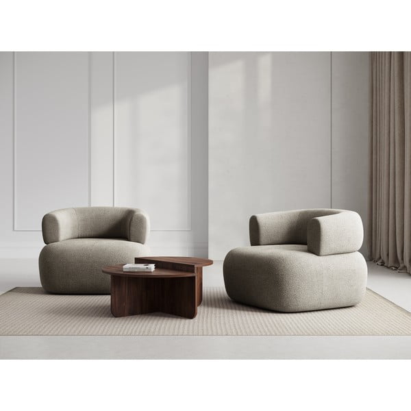 Svetlo siv fotelj iz tkanine bouclé Jenny – Micadoni Home-image-1