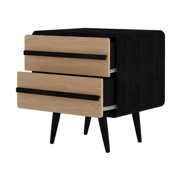 Črna/naravna nočna omarica Chantal – Støraa-image-2