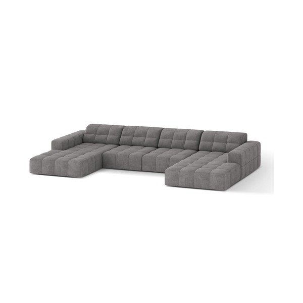 Siva kotna sedežna garnitura iz šenilje (v obliki črke "U") Chicago – Cosmopolitan Design-image-1