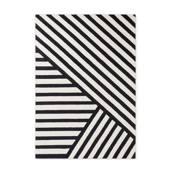 Črno-bela ročno tkana volnena preproga 120x180 cm Stryve Noir – Elle Decoration