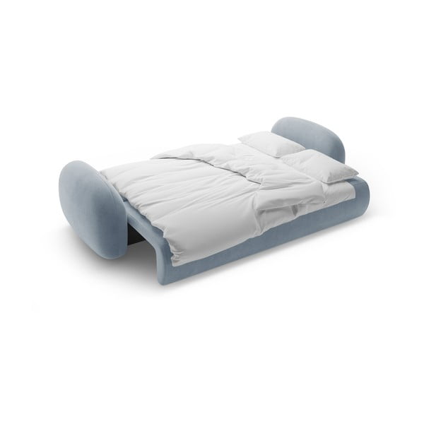 Prašno modra žametna raztegljiva/s prostorom za shranjevanje sedežna garnitura 262 cm Tonale – Cosmopolitan Design-image-4