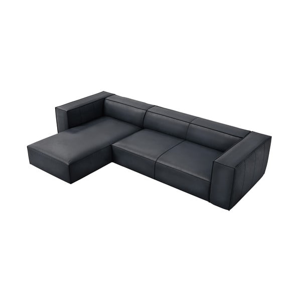 Temno modra usnjena kotna sedežna garnitura (levi kot) Madame – Windsor & Co Sofas-image-1