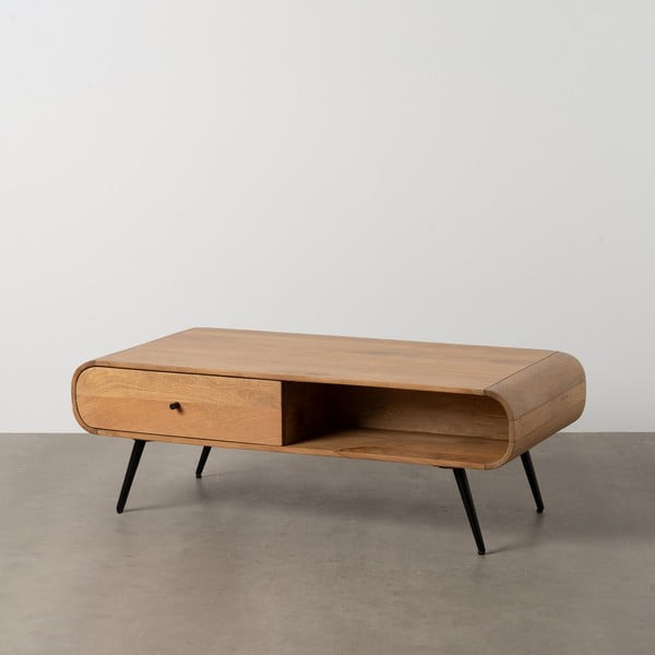 Klubska mizica iz masivne indijske lipovke v naravni barvi 60x120 cm Mahón – Ixia-image-2