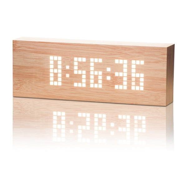 Svetlo rjava budilka z belim zaslonom LED Gingko Message Click Clock