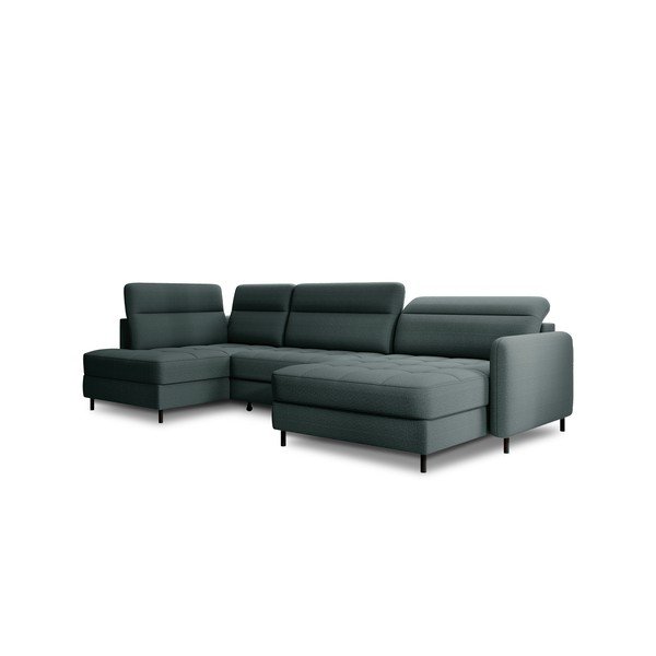 Zelena žametna raztegljiva/s prostorom za shranjevanje kotna sedežna garnitura (levi kot/v obliki črke "U") Berrto – ELTAP-image-2