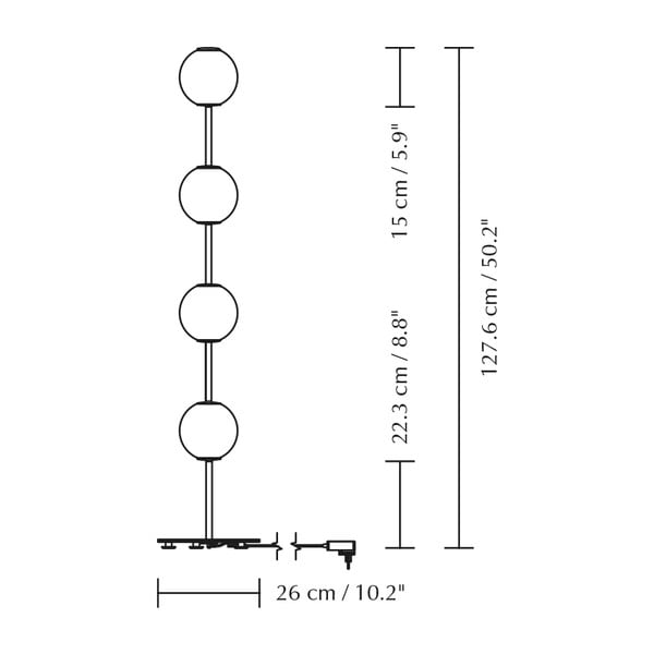 Medeninasta LED zatemnitvena stoječa svetilka s steklenim senčilom (višina 128 cm) Audrey Floor – UMAGE-image-4