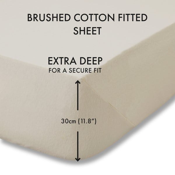 Bež napenjalna flanelna rjuha 150x200 cm Brushed – Catherine Lansfield-image-3