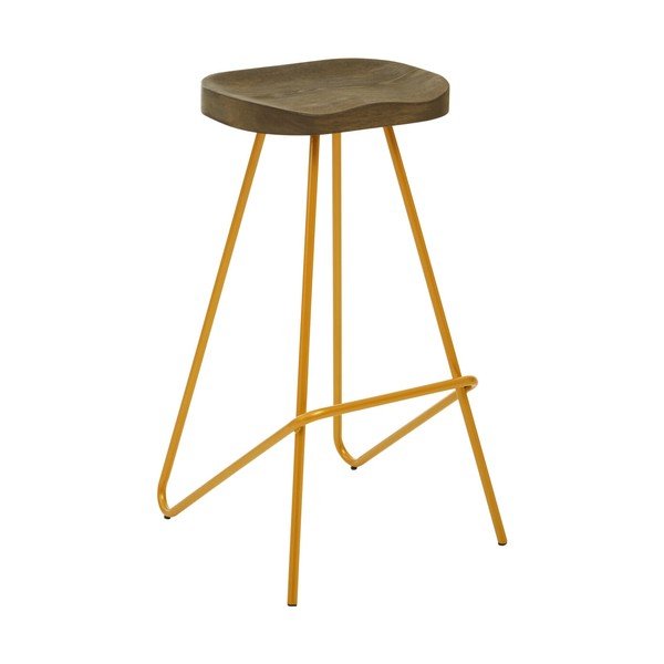 Barsko stol iz masivnega bresta v zlati barvi/v naravni barvi (višina sedeža 78 cm) District – Premier Housewares