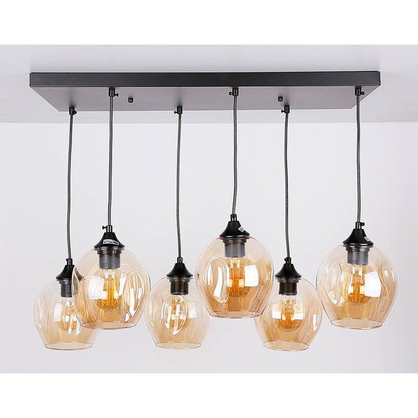 Črna viseča svetilka s steklenim senčnikom 33x67 cm Aspa - Candellux Lighting-image-4