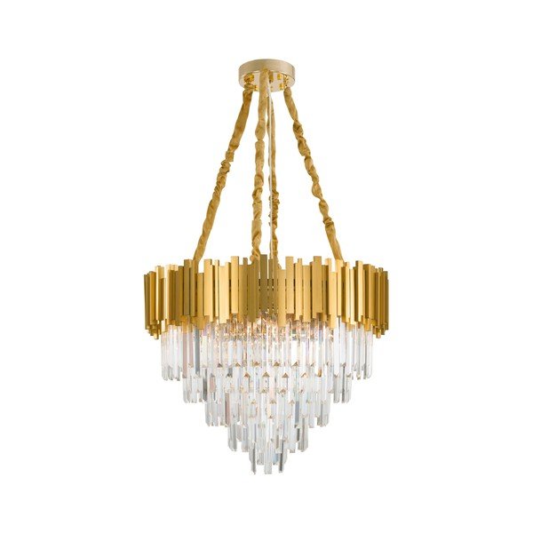 Kovinska viseča svetilka v zlati barvi s kristalnim senčilom ø 73 cm Grane – Nova Luce