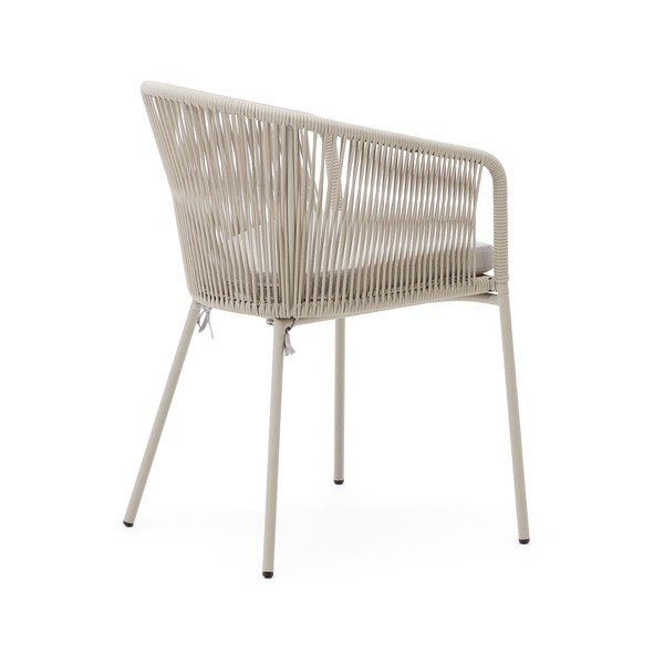 Kremno bel kovinski/oblazinjen vrtni stol Yanet – Kave Home-image-4