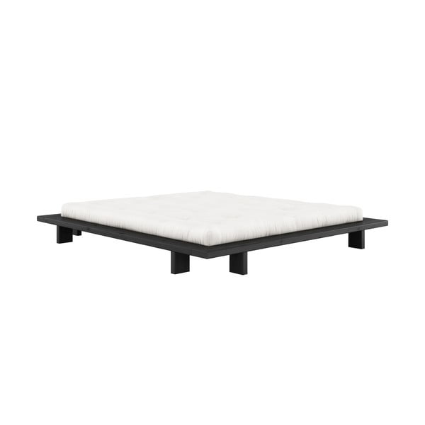 Črna zakonska postelja iz borovega lesa z rešetko 180x200 cm Japan - Karup Design-image-3