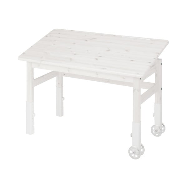 Bela pisalna miza iz borovega lesa z nagibnim vrhom Flexa Elegant