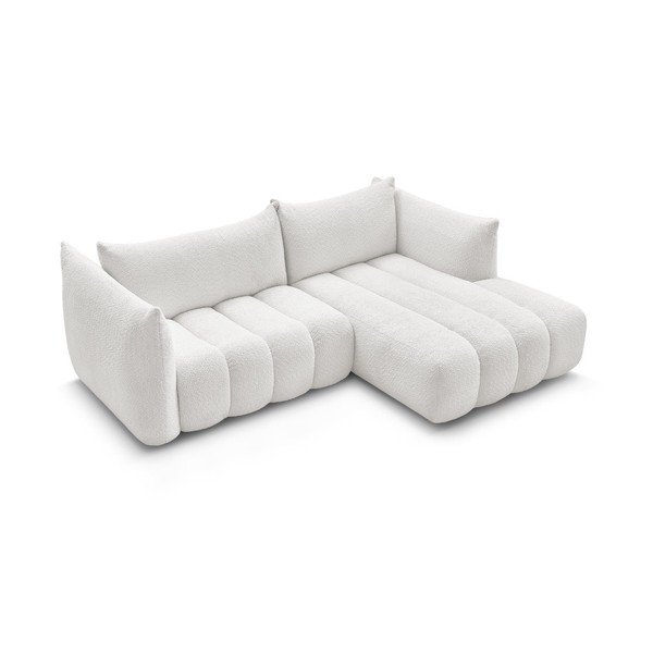 Bela kotna sedežna garnitura iz tkanine bouclé (desni kot/z ležalnikom) Azra – Bobochic Paris-image-3