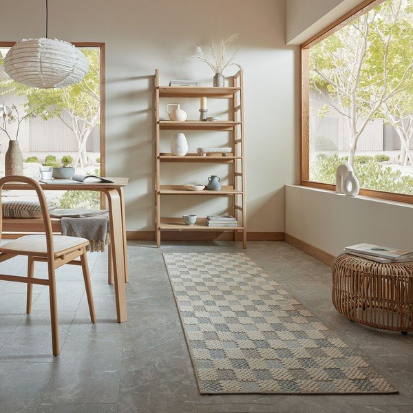 Moder pralen tekač iz mešanice bombaža 80x230 cm Muted Checkerboard – Flair Rugs-image-1
