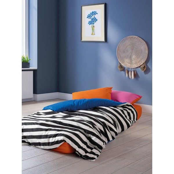 4-delna podaljšana črno-bela posteljnina za zakonsko posteljo iz renforce bombaža z rjuho 200x220 cm Dusk – Mijolnir-image-1