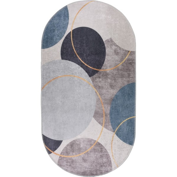 Modra/siva pralna preproga 80x120 cm Oval – Vitaus